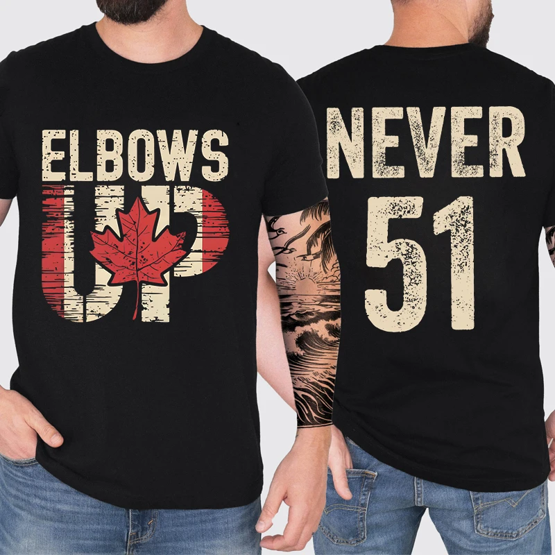 Summer Clothing Canada - Retro Elbows Up Canada Print T-shirty