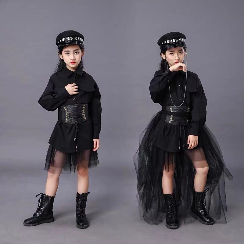 Summer Clothing Girls - Dziecięcy Czarny Garnitur Dziewczęcy Modelka Konkurs