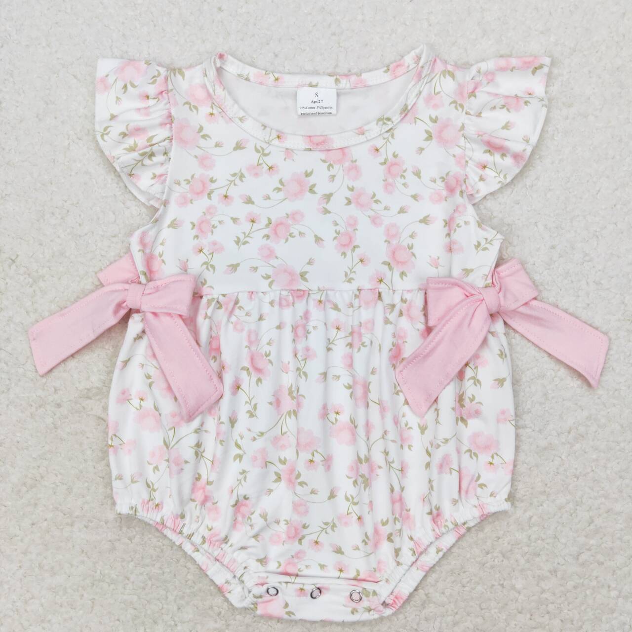 Summer Clothing Kids Sale - Niemowlę dziewczynki różowe kwiatowe pajacyki odzież