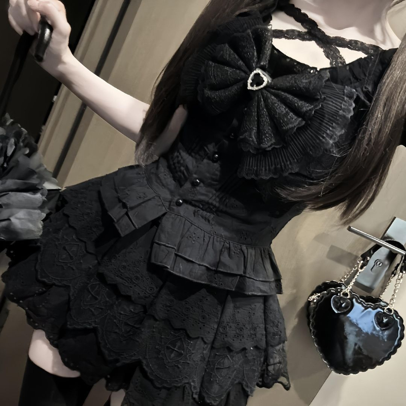 Summer Goth Clothing - Japońskie retro bluzki z bufiastymi rękawami