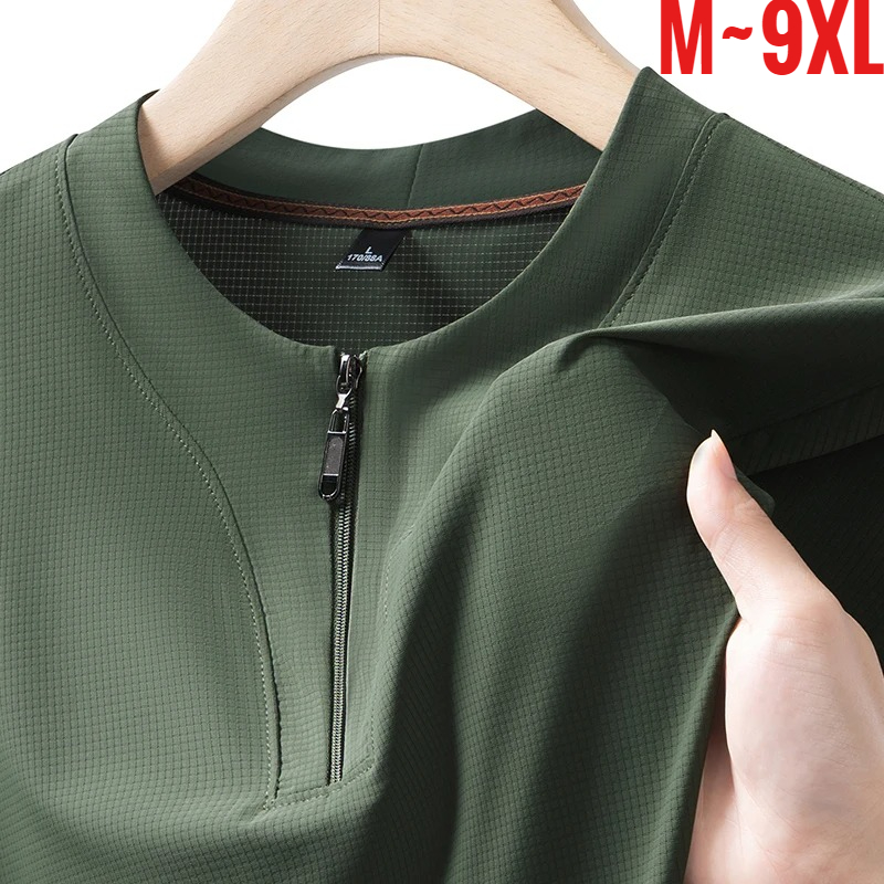Summer Clothing Trend - Męska koszulka Henley z jedwabiu lodowego,