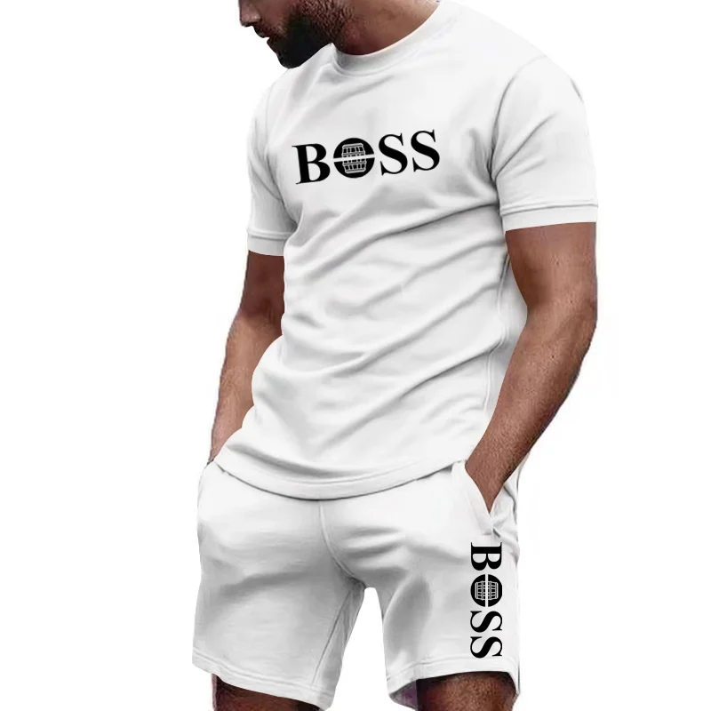 Summer Clothing Trend - Męski dwuczęściowy zestaw sportowy: koszulka z